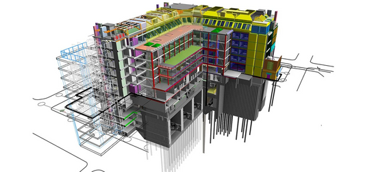 An example of BIM modeling, a 3D render of a commercial building. Copyright STW Architects/Bouygues UK